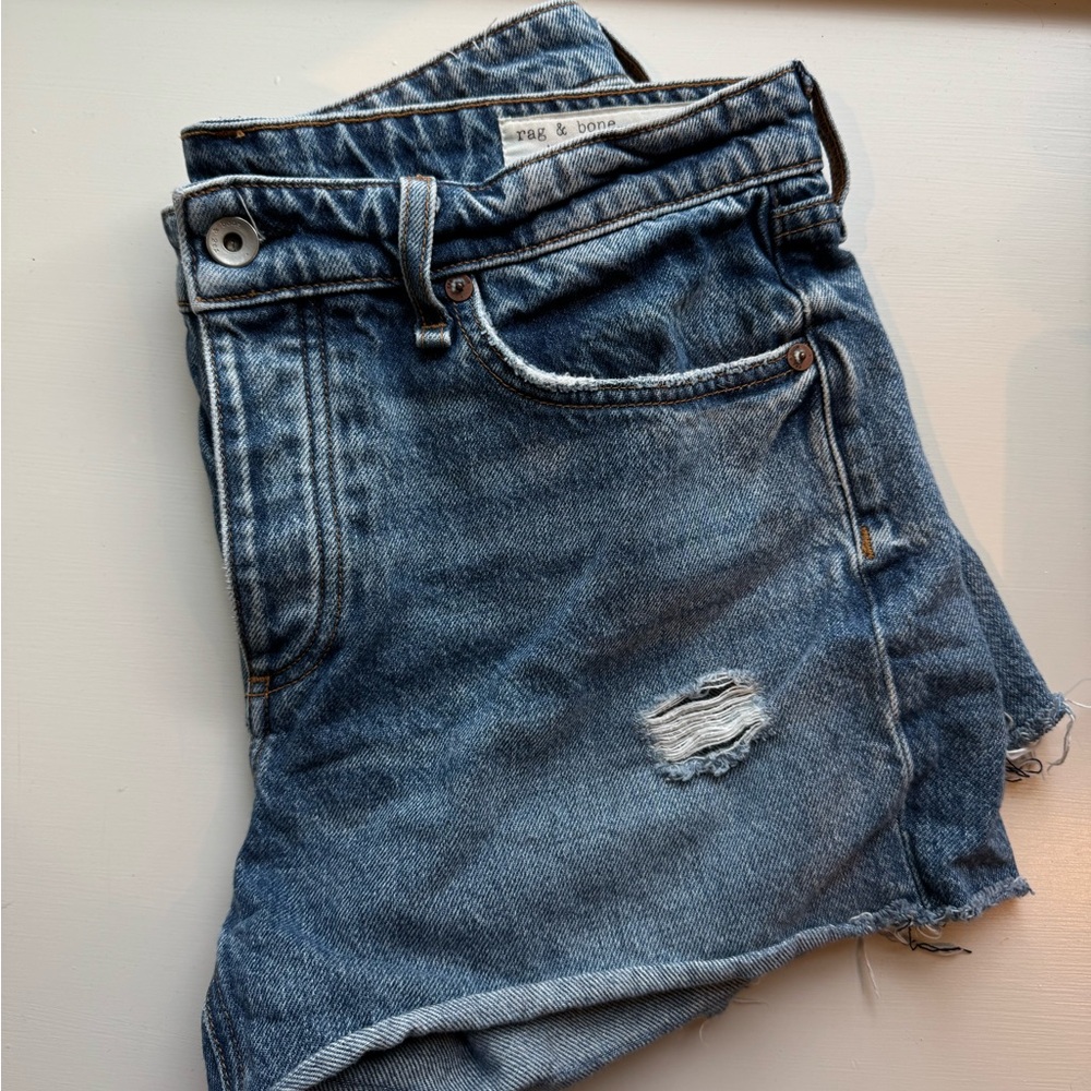 Rag & Bone Blue Jean Shorts Distressed Style